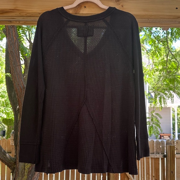 Anthropologie Maeve Pearson Black V Neck Oversized Lightweight Thermal Medium - Picture 9 of 16
